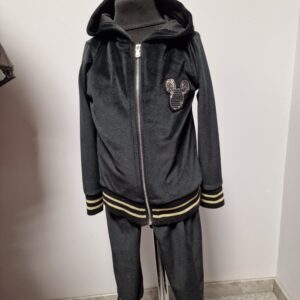 Must kuldse äärega vabaaja komplekt